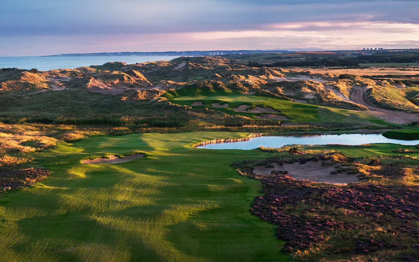 Trump International Golf Links Scotland — dunes at sunset