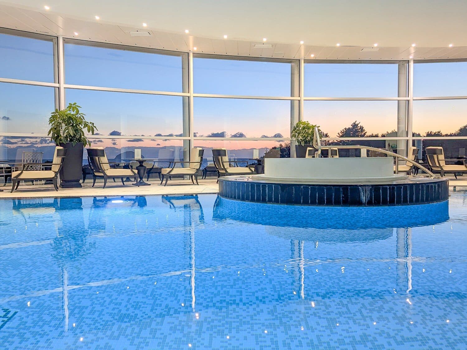 The Spa at Turnberry — the pool at dusk, with the hot tub