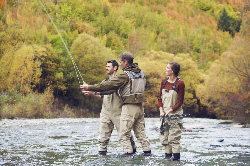 Fly fishing by helicopter